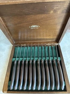 CUTCO Set of 12 Serrated Steak Knifes #1058 w/ original walnut case/box - Picture 1 of 11