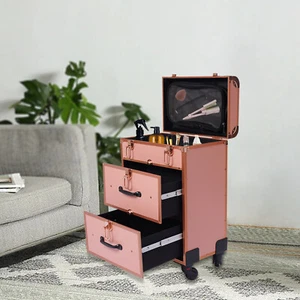 Reisetrolley Schminkkoffer rechteckig Kosmetiktrolley Make-up Aufbewahrungskoffer - Bild 1 von 16