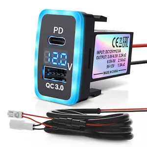 40W PD Type-C USB C Car Charger QC3.0 Port w/Voltmeter for Toyota Tacoma Tundra - Picture 1 of 11