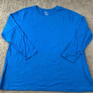 Just My Size Knit Shirt Women's 4XL Blue Long Sleeve Lightweight Stretch - Picture 1 of 7