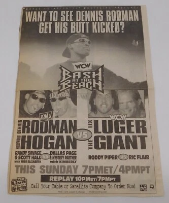 Dennis Rodman Hulk Hogan Lex Luger Giant 10x14 WCW Wrestling Periódico Página 1998 Foto 1 de 4