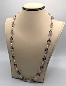 Freshwater Pearl & Purple Glass Bead Necklace - Picture 1 of 4