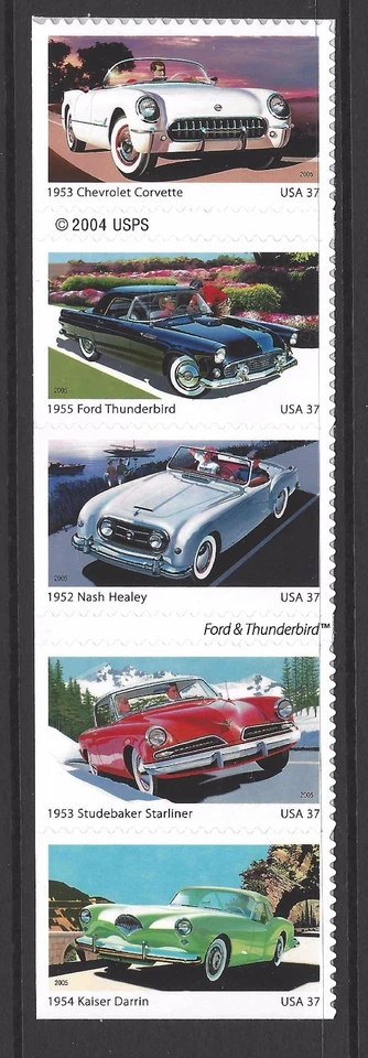 US Scott # 3931 - 3935 America Sporty Cars Strip of 5 - Image 1 of 1