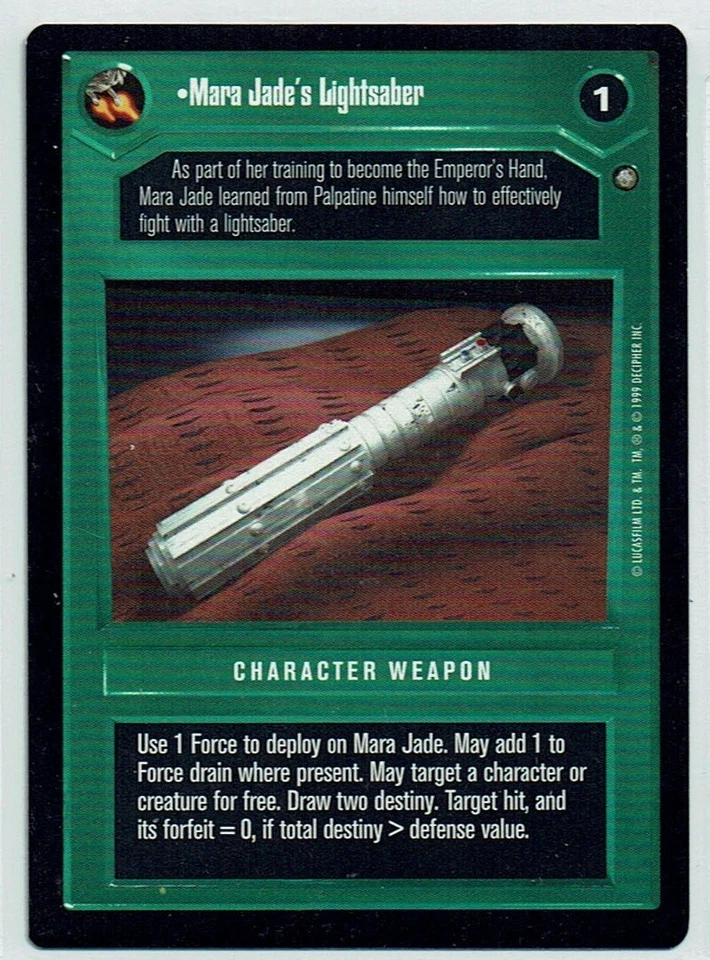 STAR WARS CCG ENHANCED JABBA'S MARA JADE'S LIGHTSABER mp - Image 1 of 1