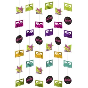 Awesome 80's Hanging String Decorations 6 Per Pack 7' Long 80s Decoration - Picture 1 of 1