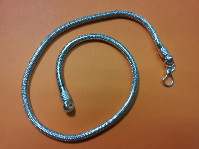 1 collana snake  spessa 5 mm lunga 47cm indian silver  bagno argento indiano  - Immagine 1 di 1