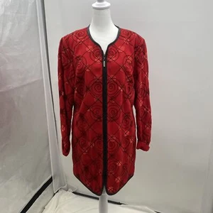 Vintage Peter Nygard Wool Mix Jacket Suit Tope Women's size 12 Red and Black - Picture 1 of 12