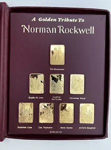 Golden Tribute to Norman Rockwell 8 Gold-Plated 24kt Bronze Bar 1980 - Picture 1 of 9