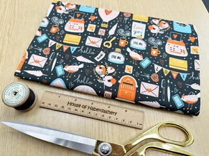 FABRIC REMNANT - Valentines Love Letters Black Cotton Fabric - 1m Length - Picture 1 of 5