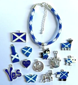 Scotland theme Charm on Blue & White Paracord Bracelet. Choice of sizes/charms - Picture 1 of 39