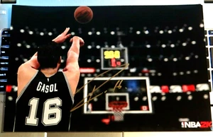 SAN ANTONIO SPURS PAU GASOL SIGNED 8X12 NBA 2K PHOTO HOF!!! - Picture 1 of 1