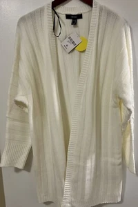 New With Tags Womens Forever 21 Size M White Cream Sweater Cardigan Open Front - Picture 1 of 4