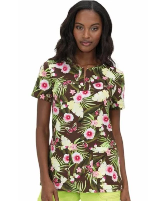 {SM} Koi Medical Uniform Scrub Top Rainforest Tanya Split Neck 324 - Image 1 of 2