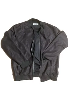Black Bomber Jacket - Zip Up - Men’s Large Made In Mexico - Picture 1 of 7