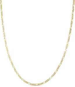 Floreo 10k Yellow Gold 1.5mm Solid Figaro Chain Link Necklace - Picture 1 of 6