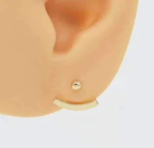 14K Solid Gold Smiley Offen Huggie Reifen Piercings für Damen Ohrringe 1 PC - Bild 1 von 20