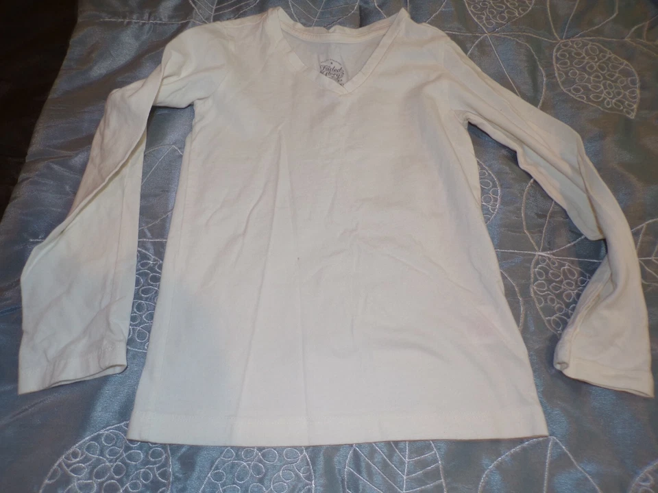 Little Girl's Size 6/6X Ivory Long Sleeve Faded Glory T-Shirt - Imagem 1 de 1