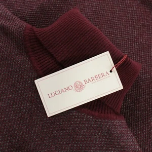 Maglione girocollo Luciano Barbera nuovo con etichetta taglia 56 2XL US in cashmere rosso e grigio - Foto 1 di 9