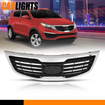 Chrome Shell w/ Gray Insert Plastic Grille Fit For 11-12 Kia Sportage Foto 1 de 4