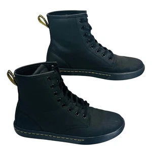 Dr. Martens Sheridan Combat Boots Wmn Sz 7 Black Soft Leather Lace-Up Punk Goth - Picture 1 of 8