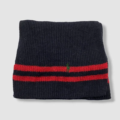 $99 Polo Ralph Lauren Para hombres Azul Lana Tonal Rayas Pony Tejido Bufanda Foto 1 de 3