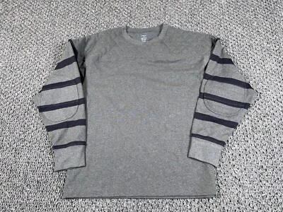 Sudadera de Rugby Acolchada J. Peterman Adulto Mediana Gris Negra Rayas Cuello Redondo Foto 1 de 4