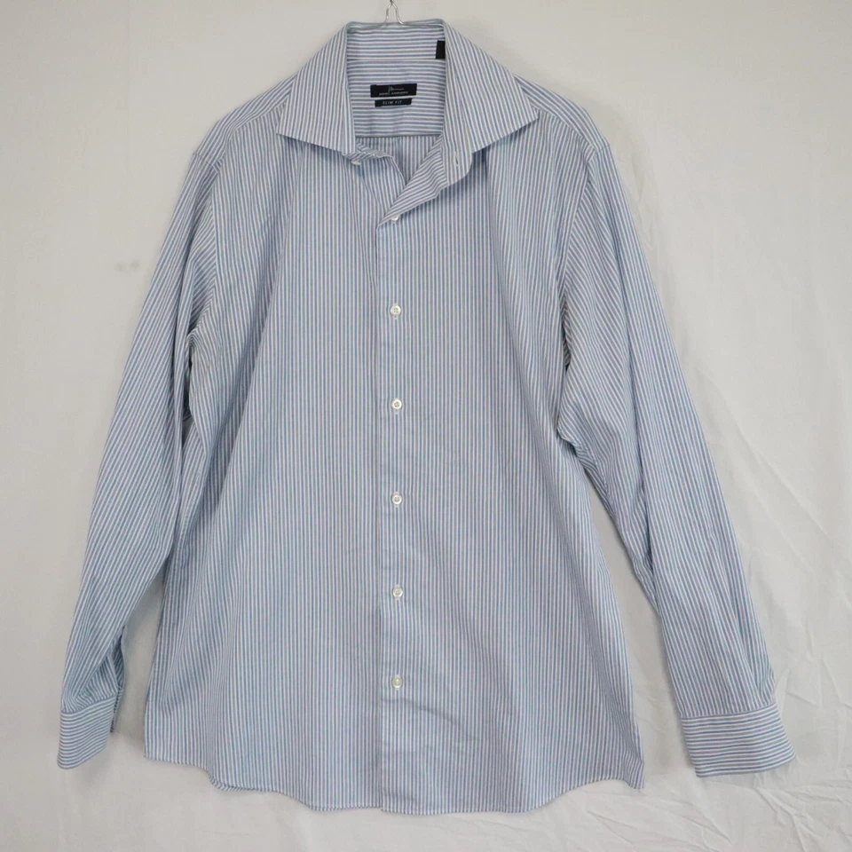 Camisa Marc Anthony Para Hombre 16.5 34/35 Calce Ajustado Abotonada Azul Rayas Manga Larga Foto 1 de 4