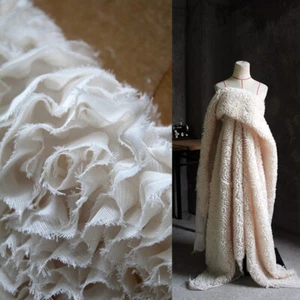 3D Apricot Relief Jacquard Fabric Embossed Textured Silhouette Dress Craft 1M - Picture 1 of 14