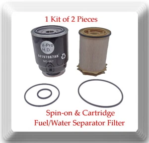 2 Pcs Spin-on & Cartridge Fuel/Water Separator Filter Fits: Ram 2011-2019 6.7L - Bild 1 von 5