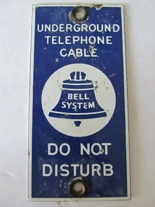 Vintage BELL SYSTEM DARK Blue/White Underground Telephone Cable metal Sign - Picture 1 of 7