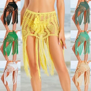 Hand Crochet Pineapple Floral Boho Style Skirt Women Sexy Beach Cover UP Skirt - Picture 1 of 22