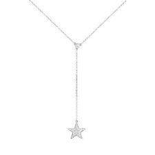 Mirage Jeweler. 18k White Gold Diamond Lariat Necklace Korean Jewellery Style