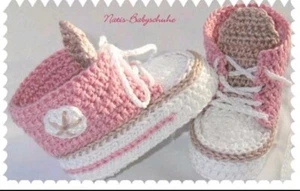 Babyschuhe Chucks Sneakers Hausschuhe Gestrickt/gehäkelt 10cm - Bild 1 von 14