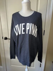 Victoria's Secret PINK Love Pink Sweatshirt Size M charcoal gray - Picture 1 of 10