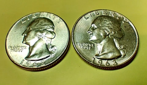 1963-P & D Washington Quarter (2) 90% Silver Quarters Good Looking U-Grade Cover
