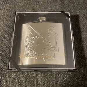 5 oz Metal Flask • Fishing Design • New In Box, Sealed. - Picture 1 of 3