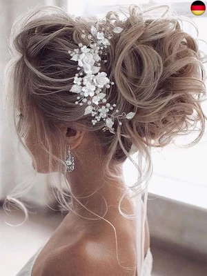 Vakkery Blume Braut Hochzeit Haar Rebe Perle Haarschmuck Braut Stirnband - Bild 1 von 4