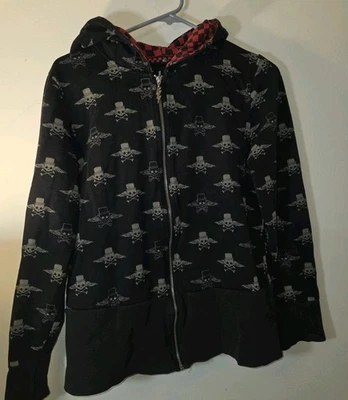 Abbey Dawn XL Hoodie- Y2k Skulls Red Black Checkered Avril Lavigne  - Image 1 of 4