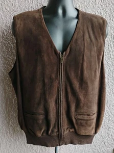 Vintage Polo Ralph Lauren Men's Brown Suede Leather & Wool Lined Zip Vest, L - Picture 1 of 9