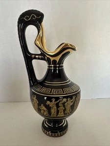 "Jarra griega vintage azul y dorada KE hecha a mano en Grecia con oro de 24 k 8 3/4""" - Imagen 1 de 15