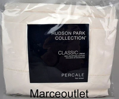 Sábana plana Hudson Park clásica algodón egipcio percal REINA cielo vainilla Foto 1 de 4