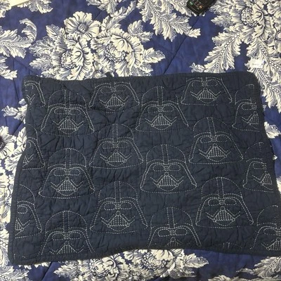 POTTERY BARN Kids Star Wars Darth Vader One Pillow Sham Euro 26x26 Embroidered  - Image 1 of 3