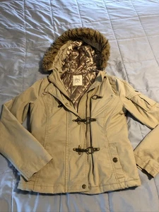 Old Navy XS Women’s Jacket   Travel Pockets Metal Utility Lined Faux Fur Hooded - Picture 1 of 14