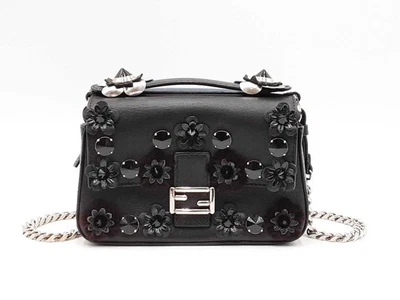 Fendi Flowerland Micro Double Baguette In Bicolor Vitello Dolce Fw0225pzxdu - Image 1 of 4