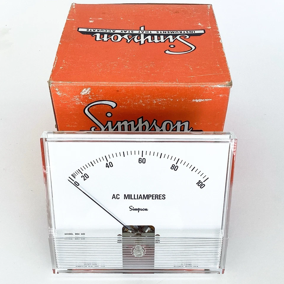 Simpson Model 954 MD Analog Panel Meter AC Milliamperes 0–100mA TV-4-AMA100 NOS - Image 1 of 4