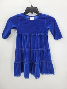 Hanna Andersson Dress Girl US 5 (110cm) Blue Velvet Tiered Holiday Dressy - Picture 1 of 11