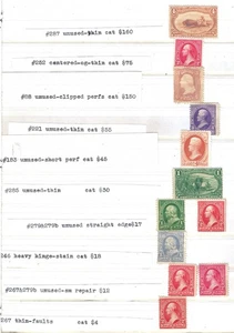 U.S. 19th Century MINT - 12 Different - $550 SCV - ALL Faults / Fillers - Picture 1 of 2