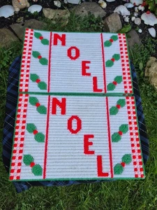 Juego de 4 manteles de cena de Navidad vintage Needlepoint Noel muy bonito regalo  - Imagen 1 de 5