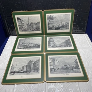 Pimpernel British Heritage New Castle Green Borders Placemats Set Of 6 EUC - Picture 1 of 13
