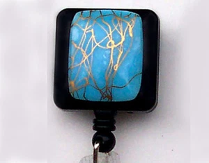 TURQUOISE Retractable Badge Reel ID Holder Keychain Key Card Security FREE SHIP - Picture 1 of 3